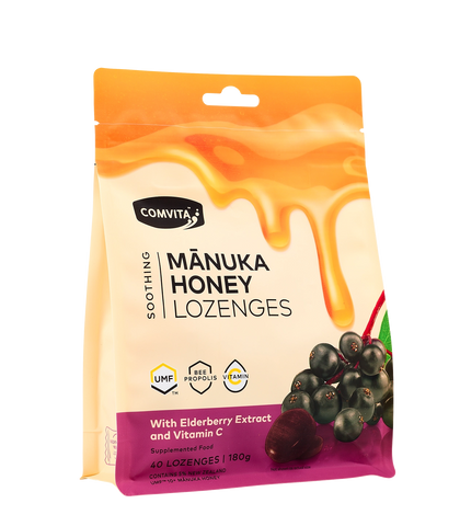 Comvita Manuka Honey Lozenge with Elderberry Extract & Vitamin C - 12 Pack