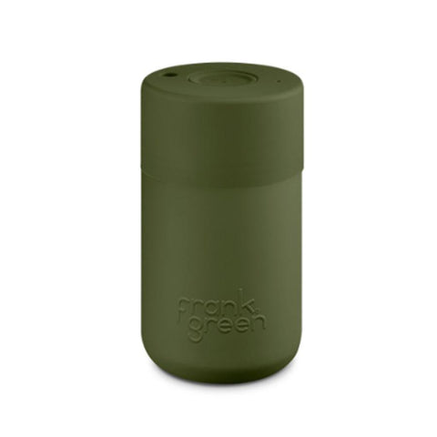 Frank Green - Stainless Steel Ceramic Reusable Cup with Push Button Lid - Khaki (12oz)