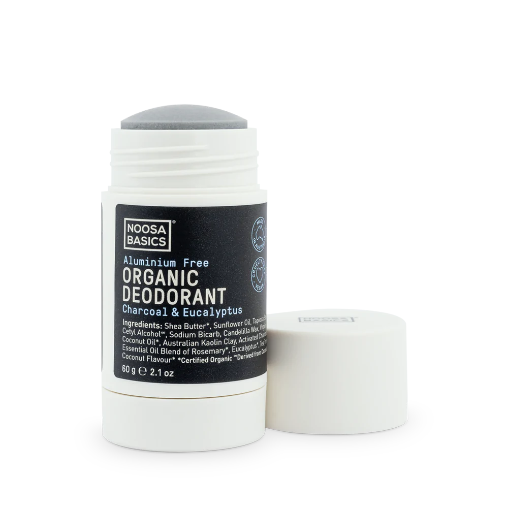 Noosa Basics - Organic Deodorant Stick - Charcoal and Eucalyptus (60g)