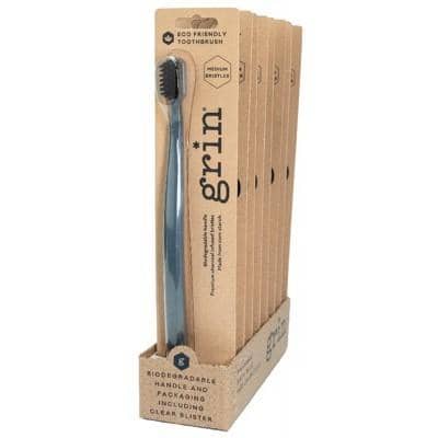 Grin - Biodegradable Medium Toothbrush - Navy